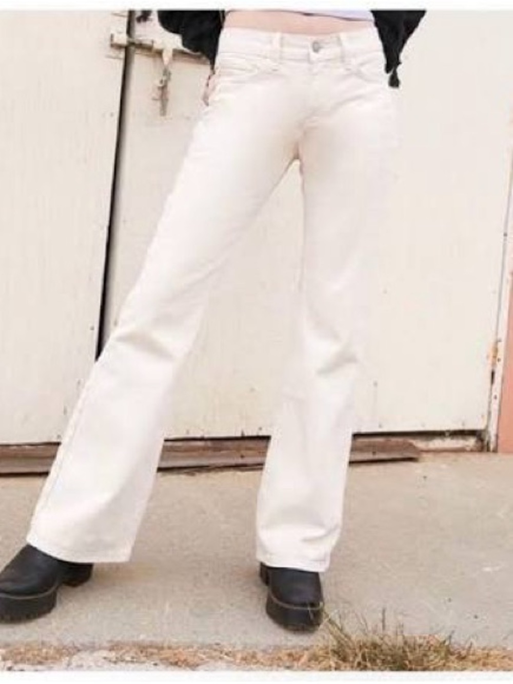 Brandy Melville Corduroy Off-White Wide-Leg Jeans
